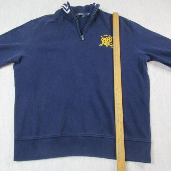 Polo Ralph Lauren Sweater Mens Large Navy Long Sleeve Embroidered Logo 1/4 Zip‎ - Picture 7 of 8